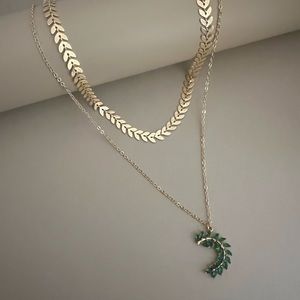 Elegant Cubic Zirconia Leaf Pendant Necklace Set - Classic Leaf Necklace